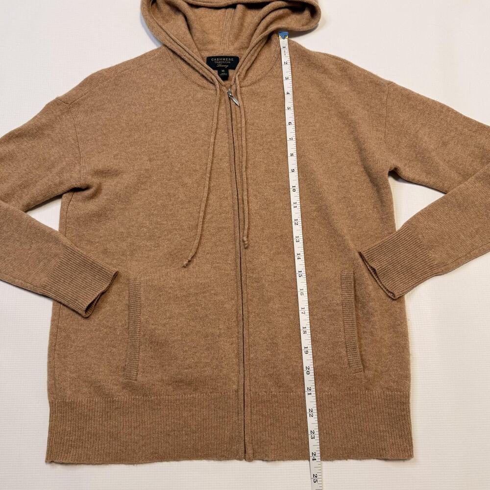 Charter Club Cashmere Sweater Womens XS Beige Hooded Full Zip Hoodie Knit - Picture 5 of 8